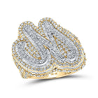 10kt Two - tone Gold Mens Baguette Diamond M Initial Letter Ring 8 - 1/3 Cttw - A Dazzling Expression of Masculinity - Splendid Jewellery