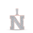 10kt Two - tone Gold Mens Baguette Diamond N Initial Letter Charm Pendant 2 - 5/8 Cttw | Splendid Jewellery - Splendid Jewellery