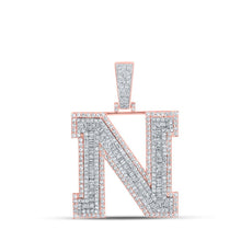 Load image into Gallery viewer, 10kt Two - tone Gold Mens Baguette Diamond N Initial Letter Charm Pendant 2 - 5/8 Cttw | Splendid Jewellery - Splendid Jewellery