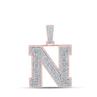 10kt Two - tone Gold Mens Baguette Diamond N Initial Letter Charm Pendant 2 - 5/8 Cttw | Splendid Jewellery - Splendid Jewellery
