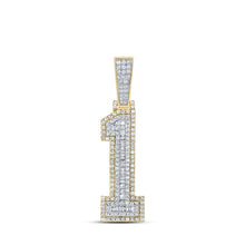 Load image into Gallery viewer, 10kt Two - tone Gold Mens Baguette Diamond Number 1 Charm Pendant 1 Cttw - Splendid Jewellery
