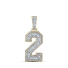 10kt Two - tone Gold Mens Baguette Diamond Number 2 Charm Pendant 1 - 5/8 Cttw | Splendid Jewellery - Splendid Jewellery