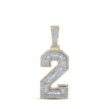 Load image into Gallery viewer, 10kt Two - tone Gold Mens Baguette Diamond Number 2 Charm Pendant 1 - 5/8 Cttw | Splendid Jewellery - Splendid Jewellery