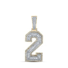 10kt Two - tone Gold Mens Baguette Diamond Number 2 Charm Pendant 1 - 5/8 Cttw | Splendid Jewellery - Splendid Jewellery