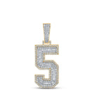 10kt Two - tone Gold Men's Baguette Diamond Number 5 Charm Pendant - A Dazzling Statement Piece by Splendid Jewellery - Splendid Jewellery