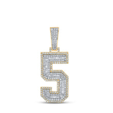 Load image into Gallery viewer, 10kt Two - tone Gold Men's Baguette Diamond Number 5 Charm Pendant - A Dazzling Statement Piece by Splendid Jewellery - Splendid Jewellery