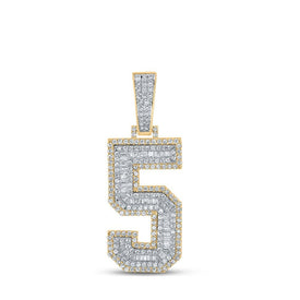 10kt Two - tone Gold Men's Baguette Diamond Number 5 Charm Pendant - A Dazzling Statement Piece by Splendid Jewellery - Splendid Jewellery
