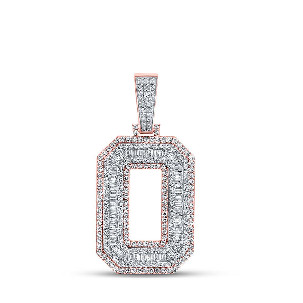 10kt Two - tone Gold Men's Baguette Diamond O Initial Charm Pendant - 2 - 1/5 Cttw - Splendid Jewellery