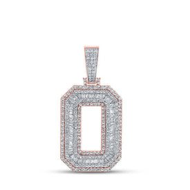 10kt Two - tone Gold Men's Baguette Diamond O Initial Charm Pendant - 2 - 1/5 Cttw - Splendid Jewellery