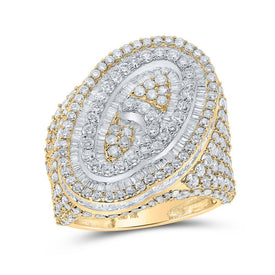 10kt Two - tone Gold Mens Baguette Diamond O Initial Letter Ring 7 Cttw | Splendid Jewellery - Splendid Jewellery