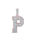 10kt Two - tone Gold Men's Baguette Diamond P Initial Letter Charm Pendant 1 - 7/8 Cttw | Splendid Jewellery - Splendid Jewellery