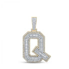 10kt Two - tone Gold Mens Baguette Diamond Q Initial Letter Charm Pendant 2 - 1/5 Cttw | Splendid Jewellery - Splendid Jewellery