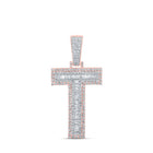 10kt Two - tone Gold Men's Baguette Diamond T Initial Letter Charm Pendant - 1 - 3/8 Cttw | Splendid Jewellery - Splendid Jewellery