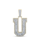 10kt Two - tone Gold Men's Baguette Diamond U Initial Letter Charm Pendant 1 - 7/8 Cttw | Splendid Jewellery - Splendid Jewellery