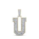 10kt Two - tone Gold Men's Baguette Diamond U Initial Letter Charm Pendant 1 - 7/8 Cttw | Splendid Jewellery - Splendid Jewellery