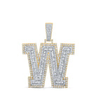10kt Two - tone Gold Men's Baguette Diamond W Initial Letter Charm Pendant - 3 Cttw - Splendid Jewellery