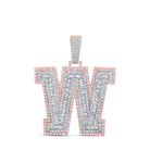 10kt Two - tone Gold Mens Baguette Diamond W Initial Letter Charm Pendant 3 Cttw - Splendid Jewellery