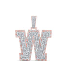 10kt Two - tone Gold Mens Baguette Diamond W Initial Letter Charm Pendant 3 Cttw - Splendid Jewellery