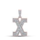 10kt Two - tone Gold Mens Baguette Diamond X Initial Letter Charm Pendant 2 Cttw - A Stunning Statement Piece for Men - Splendid Jewellery