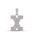 10kt Two - tone Gold Mens Baguette Diamond X Initial Letter Charm Pendant 2 Cttw - A Stunning Statement Piece for Men - Splendid Jewellery