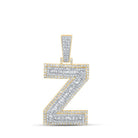 10kt Two - tone Gold Men's Baguette Diamond Z Initial Letter Charm Pendant 1 - 7/8 Cttw | Splendid Jewellery - Splendid Jewellery
