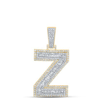 Load image into Gallery viewer, 10kt Two - tone Gold Men's Baguette Diamond Z Initial Letter Charm Pendant 1 - 7/8 Cttw | Splendid Jewellery - Splendid Jewellery
