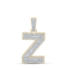 10kt Two - tone Gold Men's Baguette Diamond Z Initial Letter Charm Pendant 1 - 7/8 Cttw | Splendid Jewellery - Splendid Jewellery