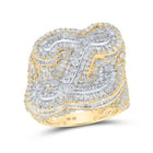 10kt Two - tone Gold Mens Baguette Diamond Z Initial Letter Ring - A Dazzling Statement Piece by Splendid Jewellery - Splendid Jewellery
