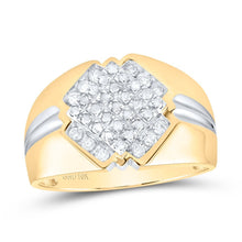 Load image into Gallery viewer, 10kt Two - tone Gold Mens Diagonal Square Cluster Ring with 1/2 Carat Round Diamonds - A Stunning Statement of Style - Splendid Jewellery