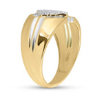 10kt Two - tone Gold Mens Diagonal Square Cluster Ring with 1/2 Carat Round Diamonds - A Stunning Statement of Style - Splendid Jewellery