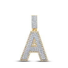 Load image into Gallery viewer, 10kt Two - tone Gold Men's Diamond A Initial Letter Pendant - 1/2 Cttw | Splendid Jewellery - Splendid Jewellery