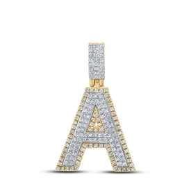 10kt Two - tone Gold Men's Diamond A Initial Letter Pendant - 1/2 Cttw | Splendid Jewellery - Splendid Jewellery