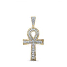 10kt Two - tone Gold Men's Diamond Ankh Cross Charm Pendant - 2 - 1/4 Cttw - Splendid Jewellery