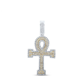10kt Two - tone Gold Men's Diamond Ankh Cross Pendant - 1/2 Cttw | Splendid Jewellery - Splendid Jewellery