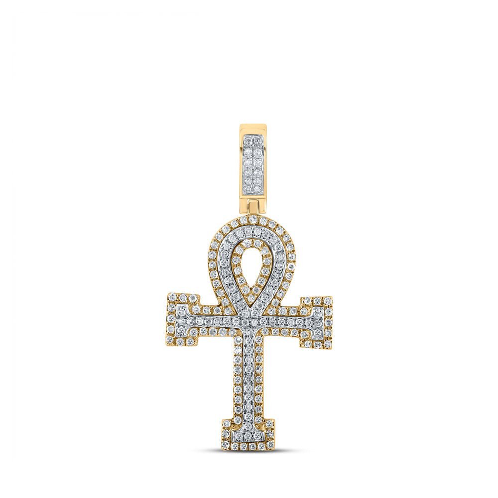 10kt Two - tone Gold Men's Diamond Ankh Cross Pendant - 1/2 Cttw | Splendid Jewellery - Splendid Jewellery