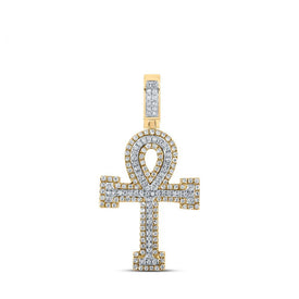 10kt Two - tone Gold Men's Diamond Ankh Cross Pendant - 1/2 Cttw | Splendid Jewellery - Splendid Jewellery