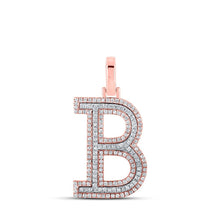 Load image into Gallery viewer, 10kt Two - tone Gold Men's Diamond B Initial Letter Pendant - 1/2 Cttw - Splendid Jewellery