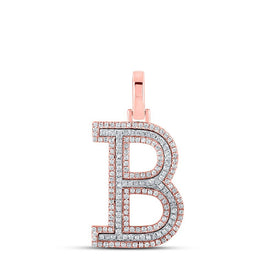 10kt Two - tone Gold Men's Diamond B Initial Letter Pendant - 1/2 Cttw - Splendid Jewellery