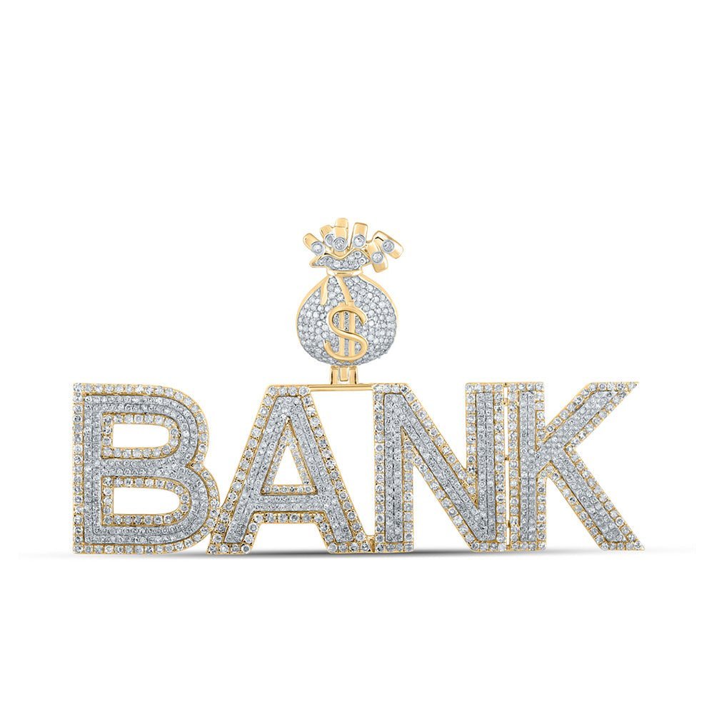 10kt Two - tone Gold Men's Diamond Bank Money Bag Charm Pendant - 3 - 7/8 Cttw - Splendid Jewellery