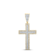 Load image into Gallery viewer, 10kt Two - tone Gold Men's Diamond Cross Pendant - 3/4 Cttw - Splendid Jewellery