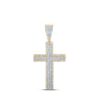 10kt Two - tone Gold Men's Diamond Cross Pendant - 3/4 Cttw - Splendid Jewellery