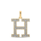 10kt Two - tone Gold Men's Diamond H Initial Letter Pendant - 5/8 Cttw - Splendid Jewellery