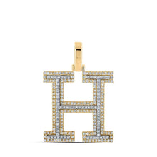 Load image into Gallery viewer, 10kt Two - tone Gold Men's Diamond H Initial Letter Pendant - 5/8 Cttw - Splendid Jewellery