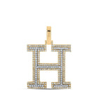 10kt Two - tone Gold Men's Diamond H Initial Letter Pendant - 5/8 Cttw - Splendid Jewellery