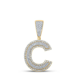 10kt Two - tone Gold Men's Diamond Initial C Letter Charm Pendant - 3/4 Cttw - Splendid Jewellery - Splendid Jewellery