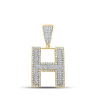 10kt Two - tone Gold Men's Diamond Initial H Letter Charm Pendant - 7/8 Cttw | Splendid Jewellery - Splendid Jewellery