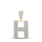 10kt Two - tone Gold Men's Diamond Initial H Letter Charm Pendant - 7/8 Cttw | Splendid Jewellery - Splendid Jewellery