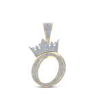 10kt Two - tone Gold Men's Diamond Initial O Crown Letter Charm Pendant - 1 - 3/8 Cttw - Splendid Jewellery