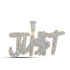 10kt Two - tone Gold Men's Diamond JU$T Charm Pendant - 2 - 5/8 Cttw | Splendid Jewellery - Splendid Jewellery
