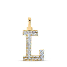 Load image into Gallery viewer, 10kt Two - tone Gold Men's Diamond L Initial Letter Pendant 1/3 Cttw - A Stylish Statement of Individuality - Splendid Jewellery